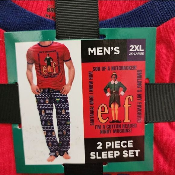 Mens Elf "SON OF A NUTCRACKER! Santa I Know Him" T-Shirt & Pants Sleep Set 2XL - Picture 2 of 5